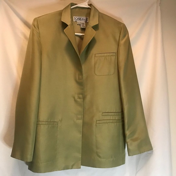 Carlisle 92% Silk 8% Cashmere Sage Green Jacket Size 8 Retail $475